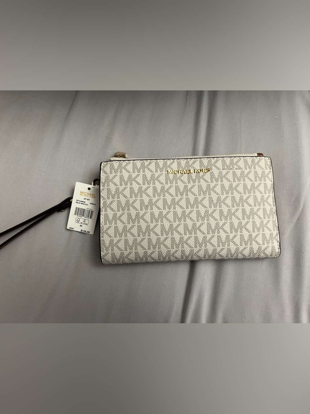 Michael Kors White Logo Wristlet